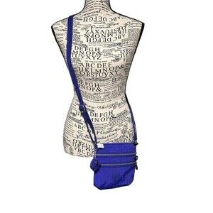 KIPLING Alvar Small‎ BLUE Nylon Triple Zip Crossbody